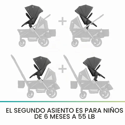 Vista 3 de Evenflo Pivot Xplore - Cochecito para cochecito segundo asiento, color gris aventurero