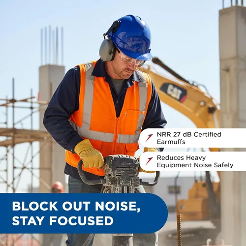 Vista 7 de Ridgeline - Casco de seguridad estilo gorra con orejeras incluidas, casco azul