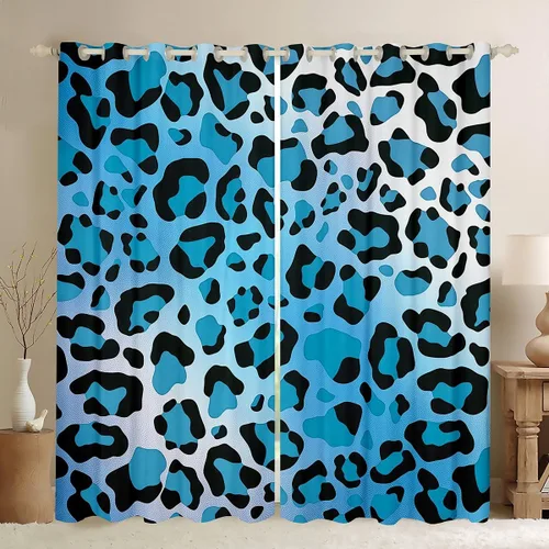 Vista 18 de Feelyou Purple Leopard Print Blackout Curtains Black Wild Safari Darkening Drapes for Bedroom Living Room Decor Cheetah Fur Wildlife Thermal