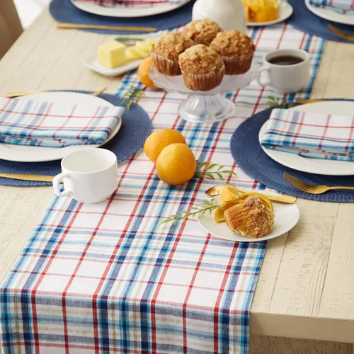 Vista 4 de DII Nantucket Kitchen Collection - Camino de mesa, algodón, lavable a máquina, 14x72 pulgadas