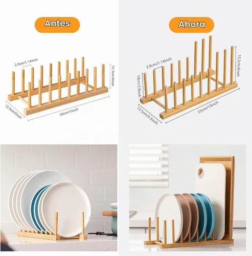 Vista 7 de HBlife Heighten - Organizador de madera de bambú para secar platos