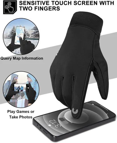 Vista 4 de RIGWARL Guantes impermeables para clima frío y frío, guantes de invierno para hombres y mujeres con pantalla táctil