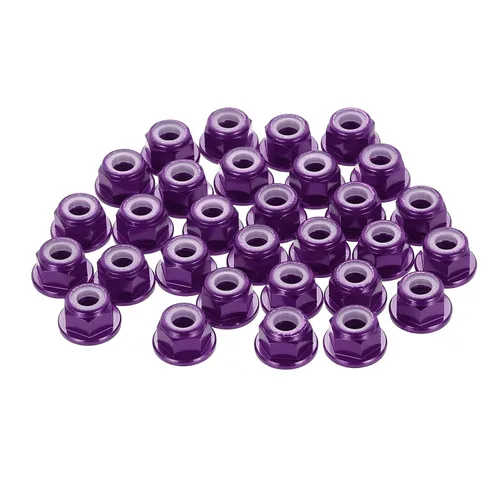 Vista 18 de MECCANIXITY 30 piezas de tuercas de bloqueo de aleación de aluminio M3 con paso de 0.5 mm, tuercas hexagonales con brida de nylon con rosca serrada