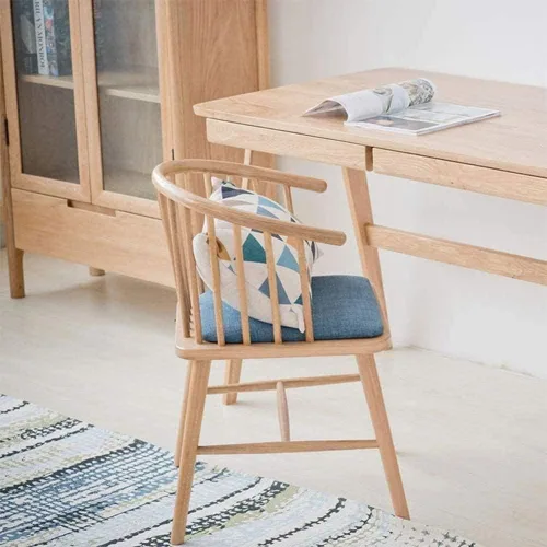 Vista 2 de Ocio Silla de madera maciza Mesa de comedor y silla Combinación Hotel Reposabrazos Respaldo Silla Silla de oficina Silla de escritorio (D)