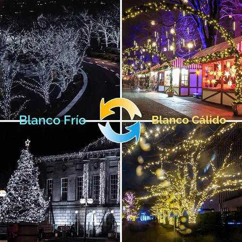 Vista 2 de Guirnalda de 200 luces LED de 66 pies con mando a distancia, luz Caliente a frío