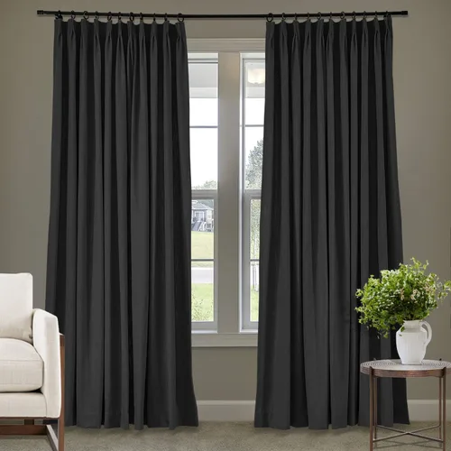 Vista 24 de Frelement Cortinas plisadas de lino de algodón de 100 pulgadas de ancho y 102 pulgadas de largo, cortinas con reducción de ruido para sala
