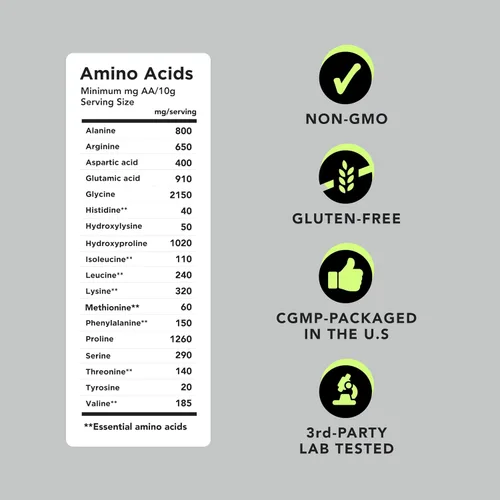 Vista 6 de Beef Gelatin, Gelatina en polvo de vacuno alimentado a pasto (XL 2.2 libras) sin sabor Suplemento proteico anti-edad 18 Aminoácidos para tener