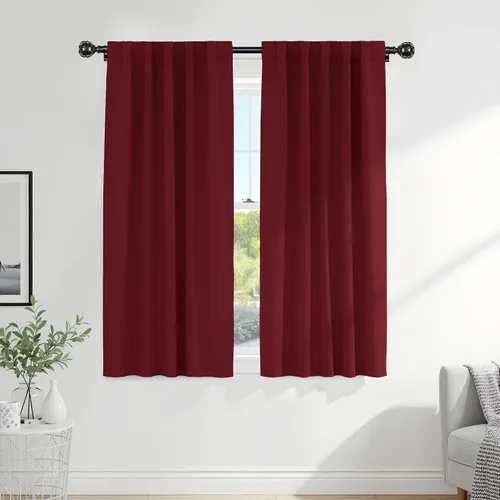 Vista 11 de PONY DANCE Cortinas cortas con aislamiento térmico para ventana pequeña, para guardería, baño, cocina, lavandería, caravana, sótano, 29 pulgadas