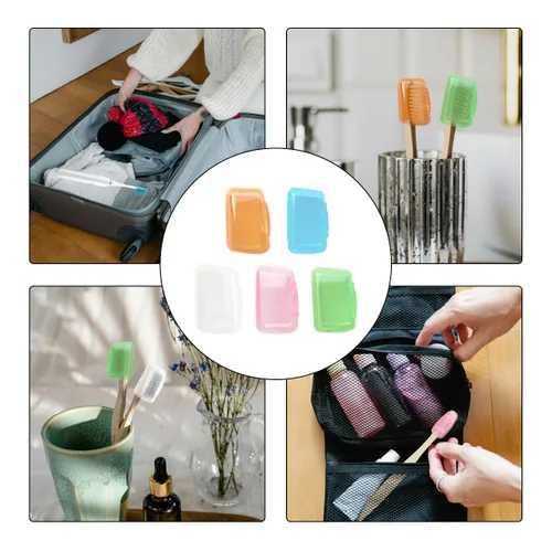 Vista 2 de 10 piezas de contenedores portátiles para cepillos de dientes de viaje, tapa de cepillo de dientes Tapas de cepillo de dientes convenientes