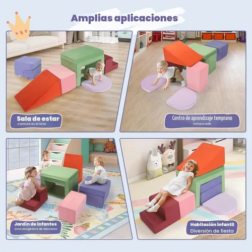 Vista 3 de Lischwert Bloques de Espuma para Escalar para Niños Pequeños de 1-3 años, Juego Suave con Juguetes de Exploración para Gatear, Bloques Seguros