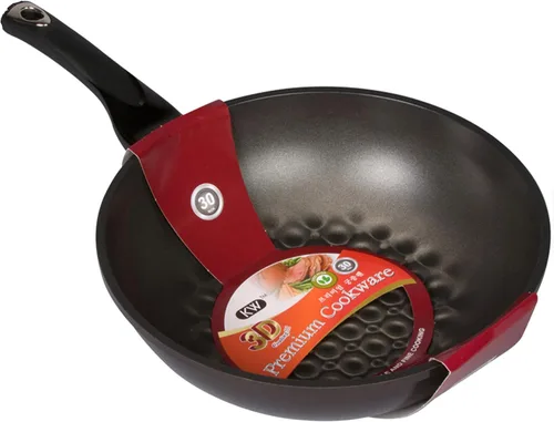 Vista 3 de Sartén wok antiadherente de mármol 3D con revestimiento antiarañazos (fabricado en Corea). (8.7 in)