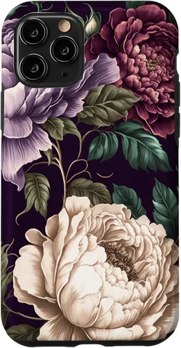 Vista 28 de Elegant Blush Pink & Purple Vintage Floral Rose & Peony Case for iPhone 17