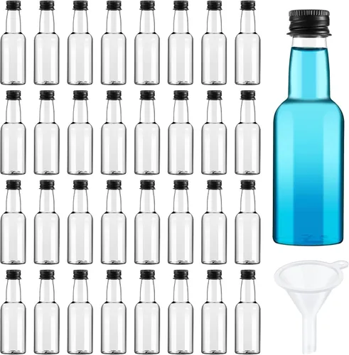 Vista 10 de Tessco for you 100 botellas de licor mini con tapas negras, 0.8 onzas