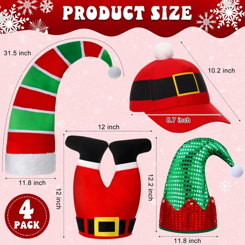 Vista 2 de Syhood Sombreros de Navidad, gorro de árbol de Navidad de Papá Noel para fiesta, disfraz de vacaciones para adultos