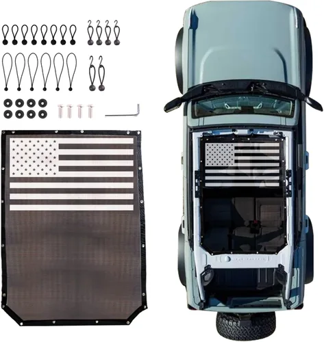 Vista 15 de Parasol Compatible con Ford Bronco Nuevo 2021 2022 2023 2024 2025 de 2 Puertas, Parasol Bikini Top para Techo Bimini, Red de Malla Suave, Accesorios