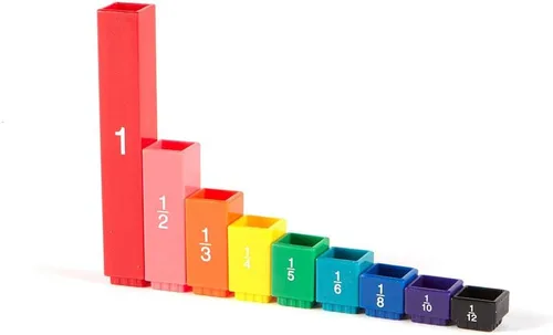 Vista 8 de Hand2mind - Juego de cubos de torre de arcoíris de fracciones, equivalencia de fracciones, materiales de bloques matemáticos Montessori para niños