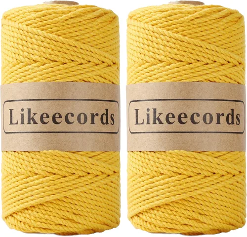 Vista 19 de Likeecords Cordón de algodón para macramé de 3mm x 100 metros, hilo torcido de 3 hebras, cuerda de macramé, hilo de algodón para macramé, cuerda