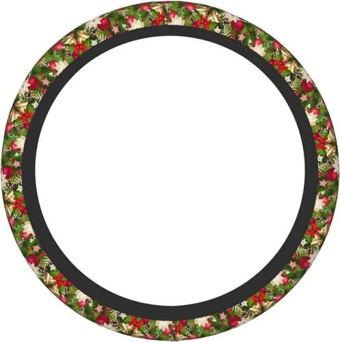 Vista 2 de Funda para volante navideña universal de 15 pulgadas, accesorio para automóvil, protector para mujeres y hombres