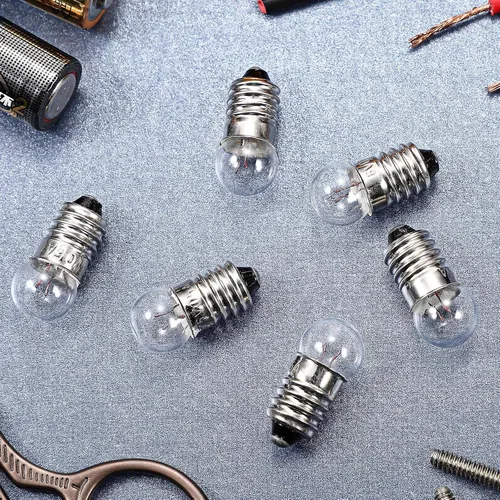 Vista 5 de Honoson 20 piezas de bombillas en miniatura con rosca pequeña, bombillas de repuesto E10, bombillas mini E10, casquillo E10, mini linterna