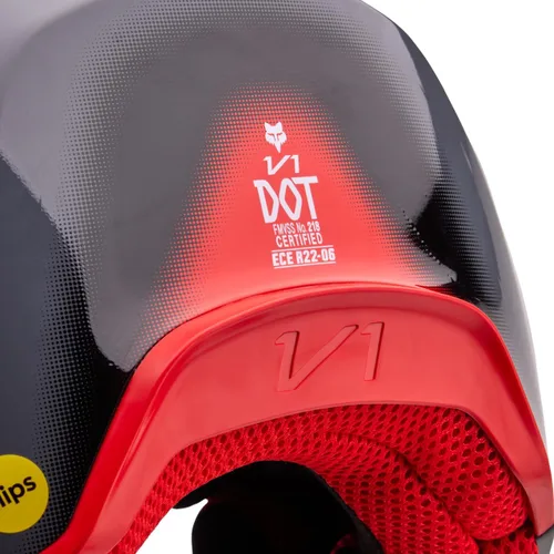 Vista 6 de Fox Racing Casco Unisex V1 para Motocross y Bicicleta de Tierra, Gris/Rojo, Extra Pequeño