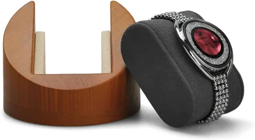 Vista 4 de Woodten Soporte de exhibición para reloj de madera maciza (gris)