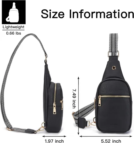 Vista 62 de Telena Riñonera pequeña para mujer, de cuero, cangureras, bolsa de pecho para mujer