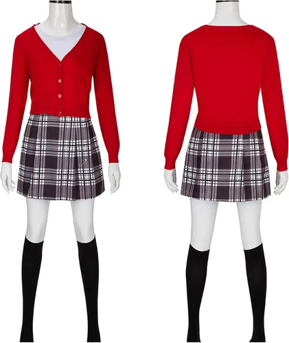 Vista 4 de Weixu Clueless - Disfraz de Dion para cosplay, vestido elegante, uniforme a cuadros, conjunto completo de trajes de Halloween