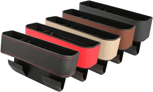 Vista 3 de JEYODA Organizador de espacio para asiento de automóvil, organizador de asiento delantero, paquete de caja de almacenamiento lateral de consola Negro