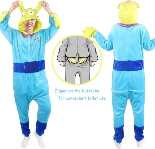 Vista 5 de Pijama unisex para adultos, para Halloween, Navidad, franela, caricaturas, cosplay, pijama