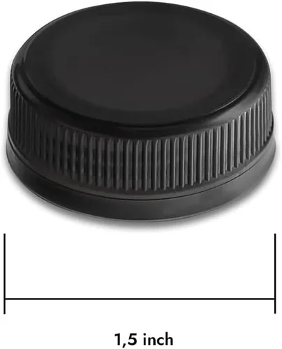 Vista 2 de Paquete de 25 tapas negras para botellas de 1.5 pulgadas, tapas de repuesto de plástico para botellas de 1.496 in, tapas de repuesto de plástico