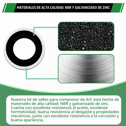Vista 5 de Kit de junta de sello consolidado con puerto de compresor de aire acondicionado, arandelas de sello de A/C Kit de arandelas de sello de compresor