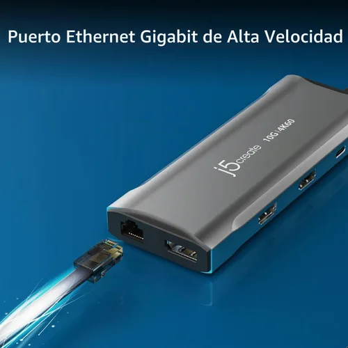 Vista 7 de j5create Concentrador de pantalla triple USB C 4K - HDMI 4K x2, 4K DP, 2