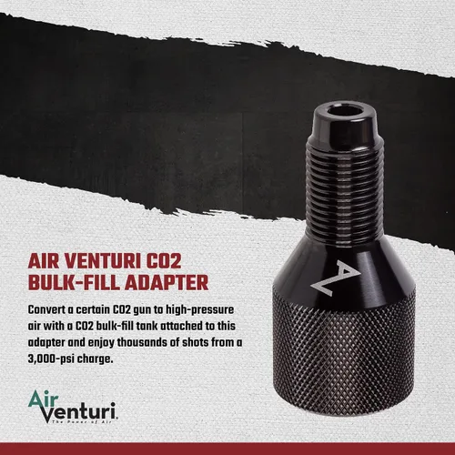 Vista 2 de Air Venturi Adaptador de llenado a granel de CO2, adaptador de tanque de CO2, adaptador de tanque de aire BB Gun, negro