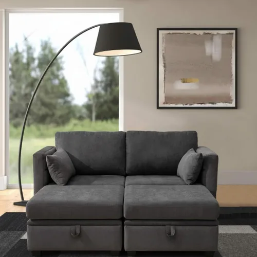 Vista 11 de Sofá de dos plazas con asientos de almacenamiento, seccional modular pequeño para espacios pequeños con brazos y respaldos reclinables, sofá de 2