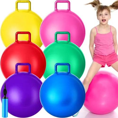 Vista 9 de Lewtemi 6 Pcs Hopper Ball with Handle, 32 Inch, Blue Color Color azul