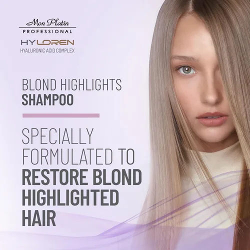 Vista 3 de Mon Platin Professional HYLOREN - Champú para cabello rubio con ácido hialurónico para cabello rubio y con reflejos, champú para cabello rubio, sin