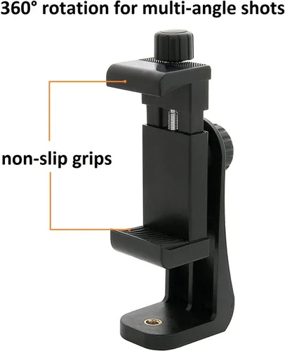 Vista 4 de Alphx - Juego de adaptador universal para trípode para teléfono celular, compatible con iPhone, Samsung y todos los teléfonos, gira vertical