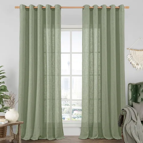 Vista 104 de LAMIT Cortinas de lino marrón caramelo para sala de estar, 84 pulgadas, de lino sintético, texturizado, filtrante de luz, paneles de privacidad