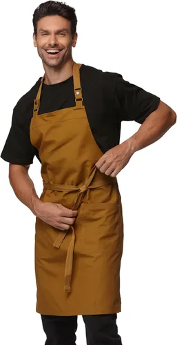 Vista 12 de Delantales de chef para hombres y mujeres con bolsillos grandes, delantal de lona, impermeable, profesional, con 2 bolsillos, 4251 GB