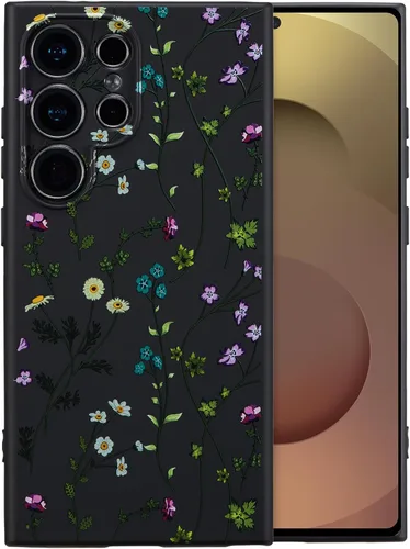 Vista 9 de RALEAVO Funda para Samsung Galaxy S24 Plus, bonita funda de silicona floral Verde/Rama Floral