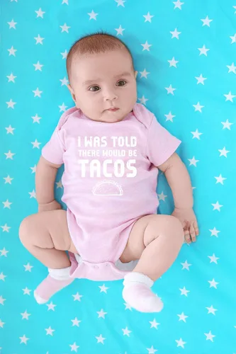Vista 4 de CBTwear Body de bebé con texto en inglés "I Was Told There Would Be Tacos" - Lindo mameluco de humor unisex para recién nacidos