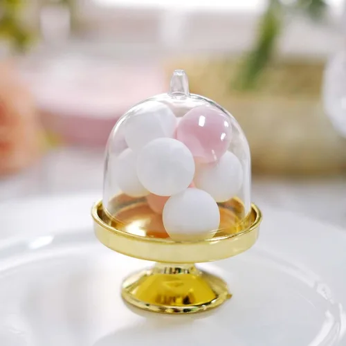 Vista 10 de Efavormart - Paquete de 12 soportes transparentes para cupcakes de 3 pulgadas, soporte de placa de exhibición de dulces con cúpula para bodas