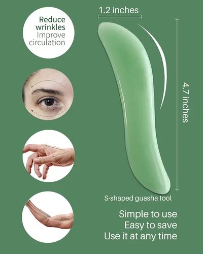 Vista 9 de MoHern 4 herramientas de masaje Gua Sha para cara y cuerpo, verde claro