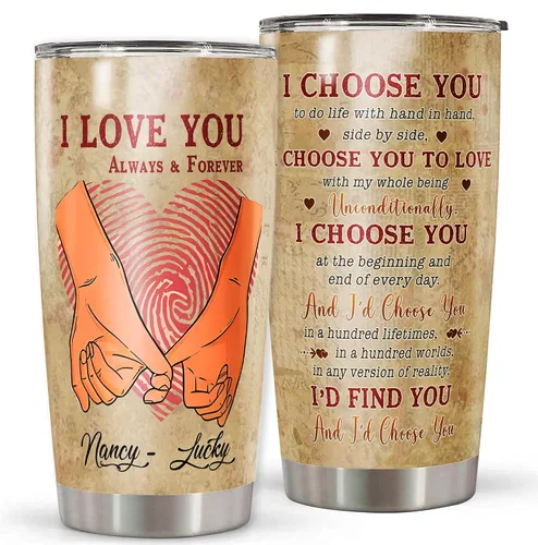 Vista 7 de Dorris Vaso personalizado de All Of Me Loves All Of You con tapa, taza de viaje de acero inoxidable, taza aislada, regalo romántico, matrimonio
