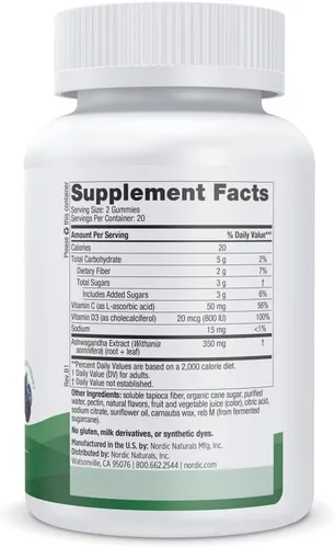 Vista 2 de Nordic Naturals Gomitas para aliviar el estrés, bayas mixtas, 40 suplementos de gomitas, apoyan el estado de ánimo diario y la salud del sistema