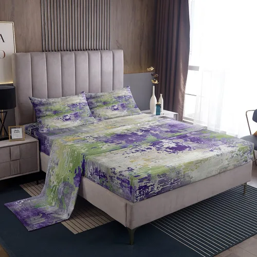 Vista 10 de Erosebridal Juego de sábanas tamaño individual con estampado de teñido anudado en acuarela, degradado beige y gris, para niños y adolescentes, juego