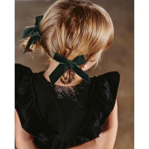 Vista 3 de DEEKA Juego de accesorios para el cabello de uniforme verde oscuro, 15 piezas, lazos para el cabello, pinzas para el cabello, diadema, lazos