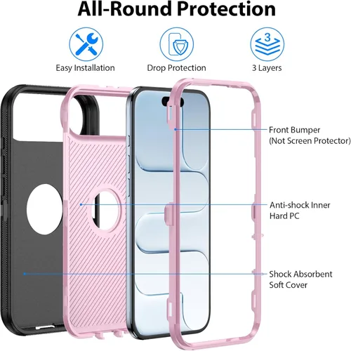 Vista 3 de COOYA Funda para iPhone Air de Protección Completa del Cuerpo contra Caídas, Funda Resistente a Prueba de Golpes de 3 Capas, Híbrida de Servicio