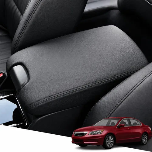 Vista 121 de Great-luck Funda de cuero para consola central, almohadilla para reposabrazos, accesorios de cubierta de caja (costuras rojas) para BMW X1 2023 2024