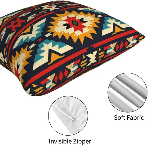 Vista 7 de Southwestern - Juego de 4 fundas de almohada de 18 x 18 pulgadas, almohadas decorativas geométricas aztecas bohemias para sofá, fundas de cojín